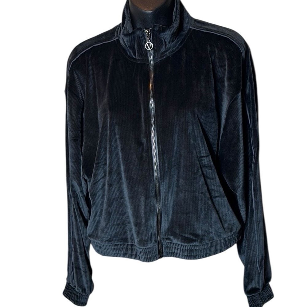 Victoria’s Secret on point women’s large velvet ribbed mock neck zip up sweater